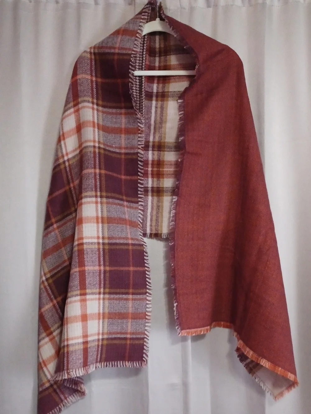 Vince Camuto Reversible Plaid Houdstooth Scarf 80×26 Wrap Blanket Unisex